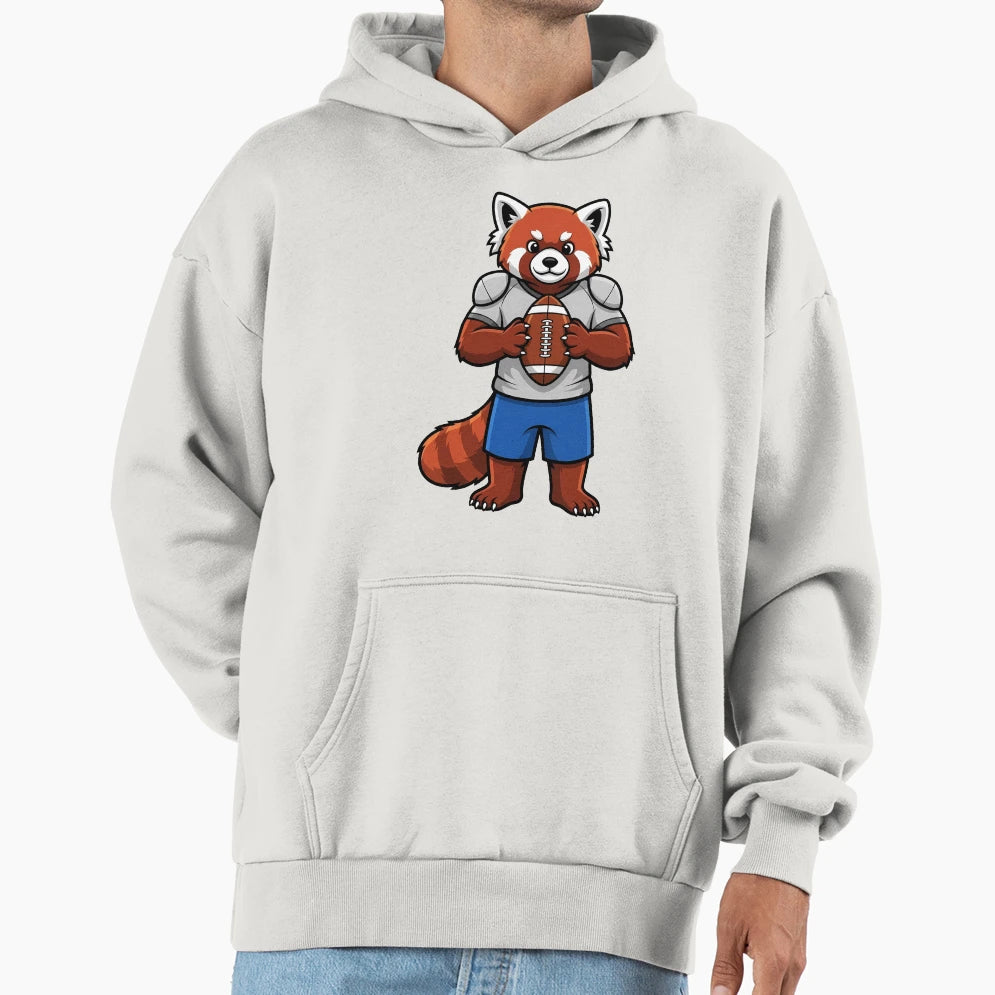 Red Panda Football Player Mascot Hoodie - Custom Art Print for Adults - T-Shirt, Sweatshirt, Hoodie