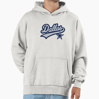 Dallas Script Logo Star Hoodie - Trendy Graphic Men Women - T-Shirt, Sweatshirt, Hoodie