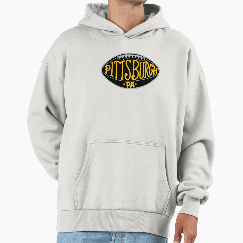 Pittsburgh Pa Hand Drawn Football Hoodie - Streetwear Style for Adults - T-Shirt, Sweatshirt, Hoodie