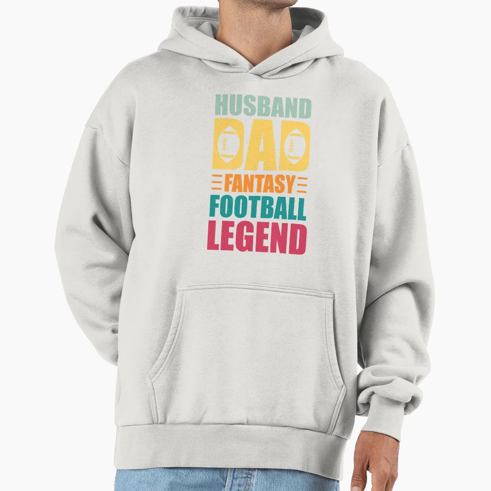 Husband Dad Fantasy Football Legend Hoodie - Minimalist Print for Adults - T-Shirt, Sweatshirt, Hoodie