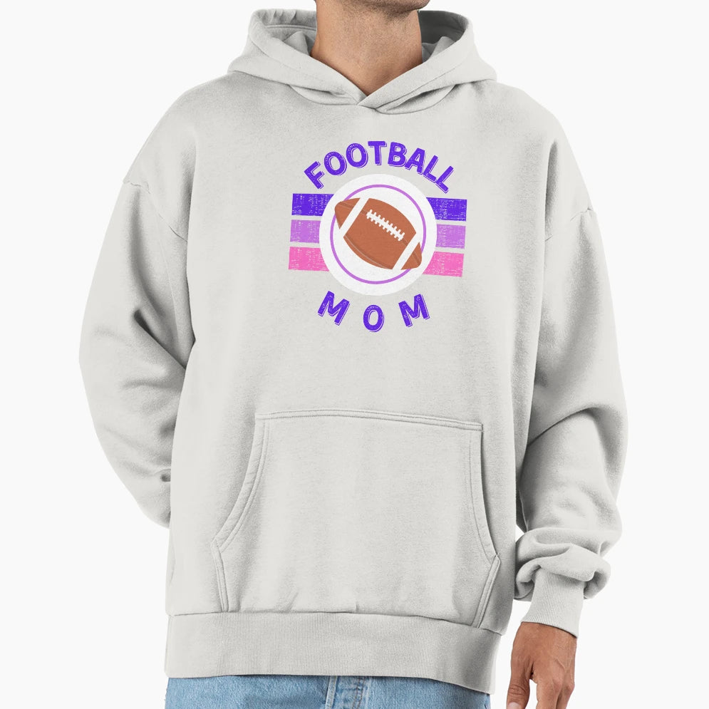 Football Mom Sports Mom Mom Life Purple Hoodie - Trendy Graphic for Adults - T-Shirt, Sweatshirt, Hoodie