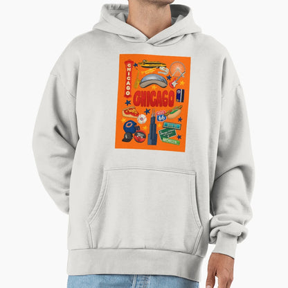 Chicago Icons Hoodie - Trendy Graphic for Adults - T-Shirt, Sweatshirt, Hoodie