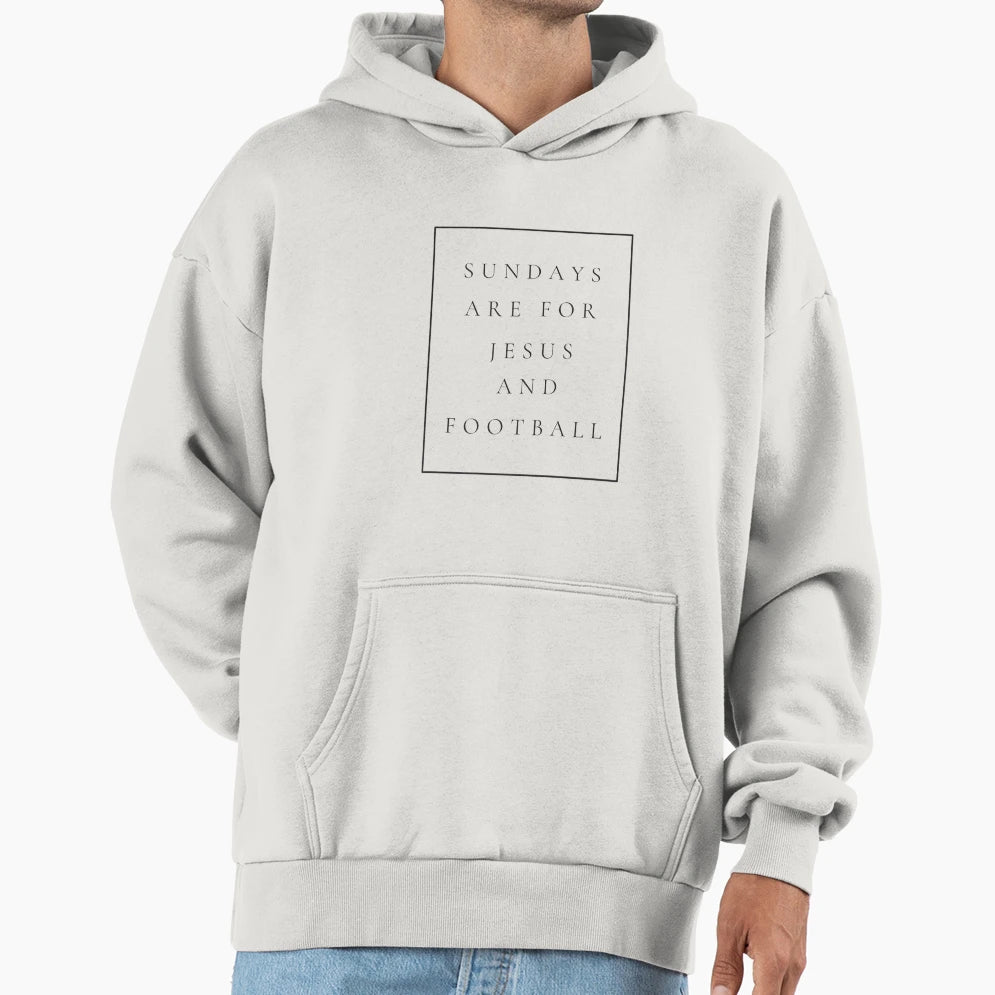 Sundays Are Jesus And Football Christian Hoodie - Unique Graphic Men Women - T-Shirt, Sweatshirt, Hoodie