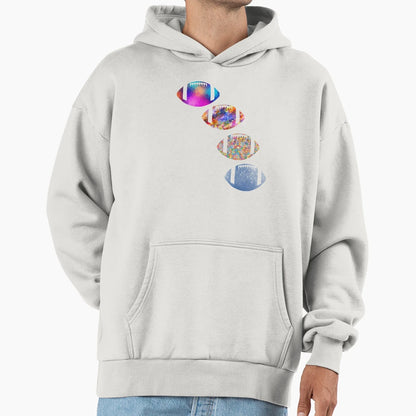 Colorful American Football Sports Hoodie - Minimalist Print Men Women - T-Shirt, Sweatshirt, Hoodie