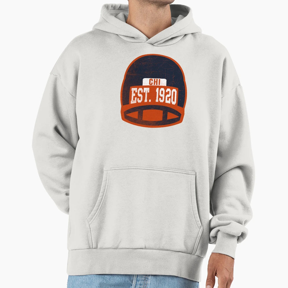 Chicago Throwback Football Helmet Hoodie - Minimalist Print Men Women - T-Shirt, Sweatshirt, Hoodie