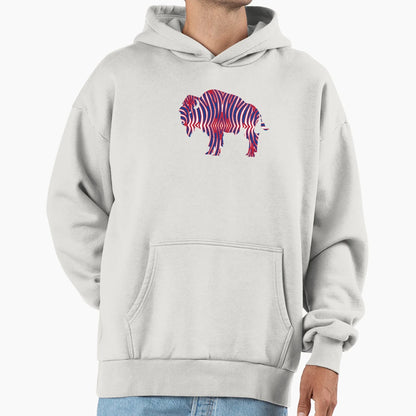 Zebra Stripe Buffalo New York Bison Hoodie - Trendy Graphic Unisex - T-Shirt, Sweatshirt, Hoodie