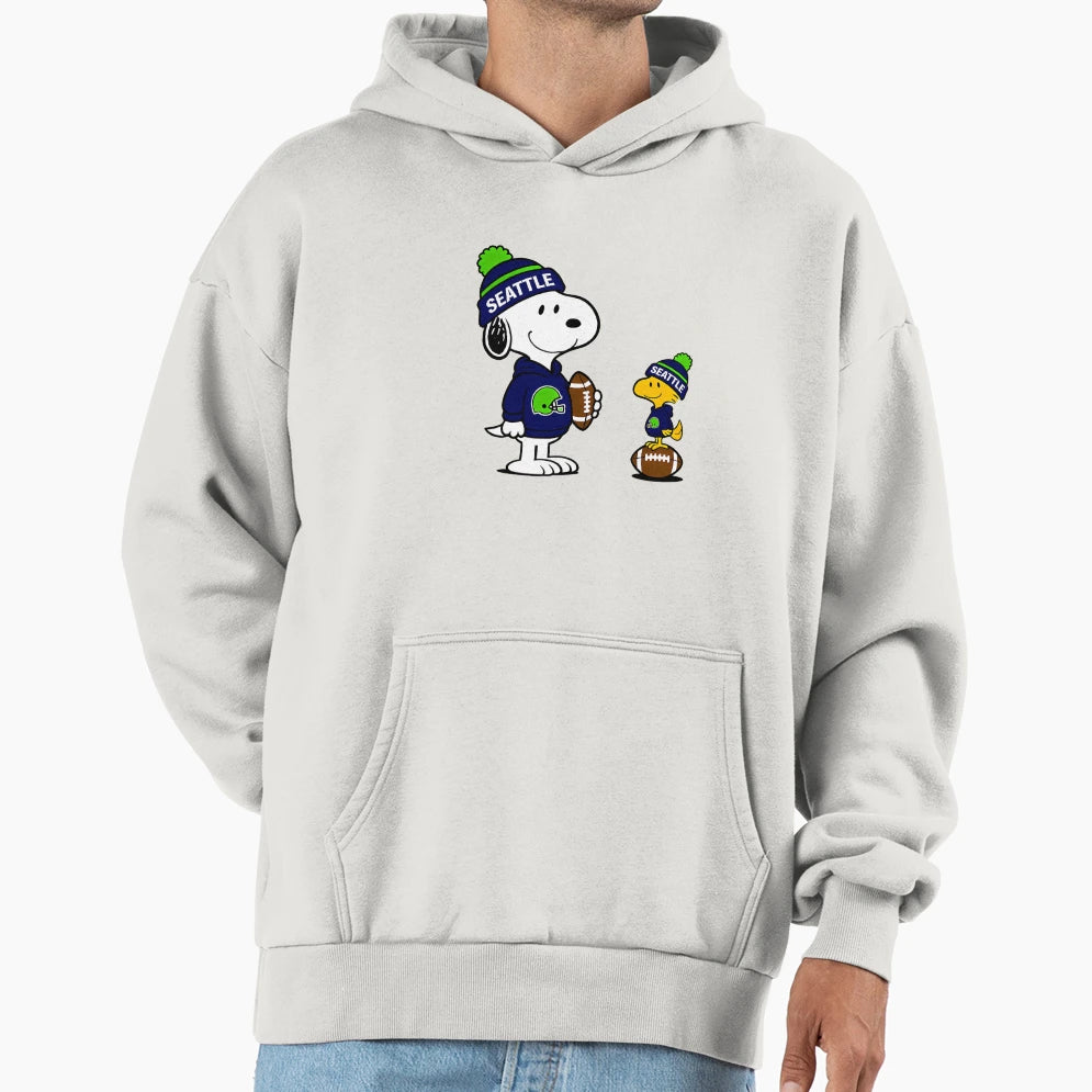 Seattle Seahawks Snoopy And Woodstock Hoodie - Novelty Apparel for Adults - T-Shirt, Sweatshirt, Hoodie