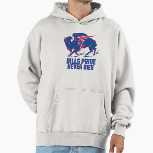 Bills Pride Never Dies Charging Buffalo Hoodie - Streetwear Style Unisex - T-Shirt, Sweatshirt, Hoodie