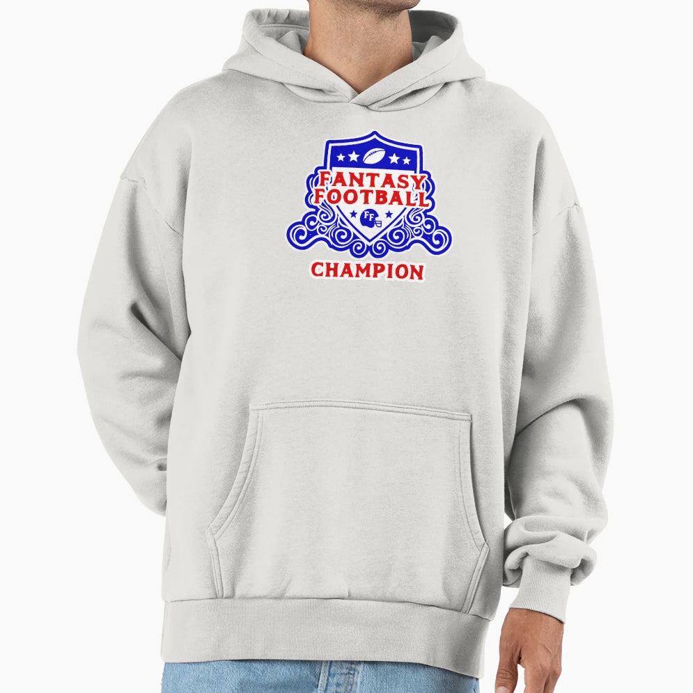 Fantasy Football Champion Emblem Hoodie - Trendy Graphic Men Women - T-Shirt, Sweatshirt, Hoodie