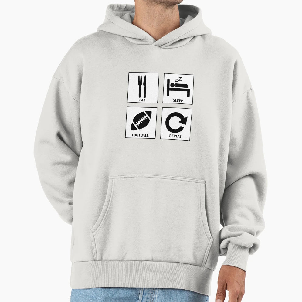 Eat Sleep American Football Repeat Hoodie - Aesthetic Graphic Unisex - T-Shirt, Sweatshirt, Hoodie