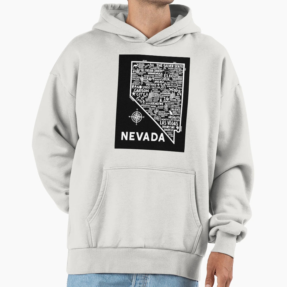 Nevada Map Hoodie - Minimalist Print for Adults - T-Shirt, Sweatshirt, Hoodie