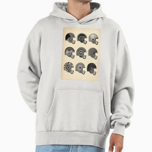 Nine Football Helmet Designs Hoodie - Minimalist Print Men Women - T-Shirt, Sweatshirt, Hoodie