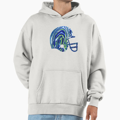 Seahawk Color Football Helmet Paint Hoodie - Fun Novelty Design for Adults - T-Shirt, Sweatshirt, Hoodie