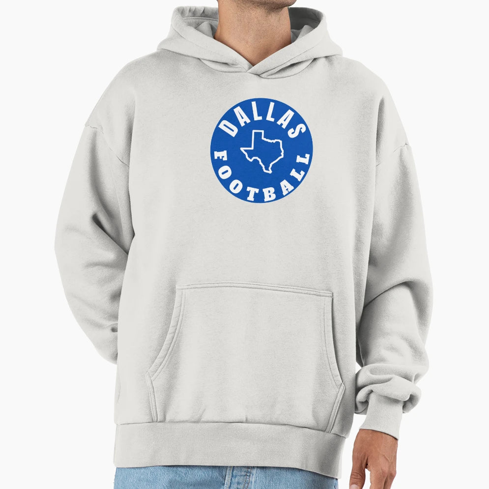 Dallas Football State Circle Hoodie - Casual Everyday Wear Unisex - T-Shirt, Sweatshirt, Hoodie