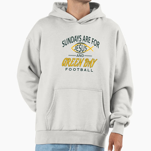 Sundays Are Jesus Green Bay Funny Hoodie - Custom Art Print Men Women - T-Shirt, Sweatshirt, Hoodie