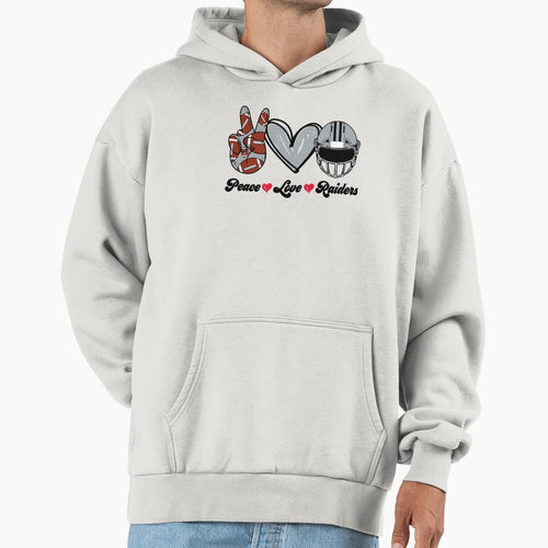 Peace Love Raiders Football Team Hoodie - Graphic Print for Adults - T-Shirt, Sweatshirt, Hoodie