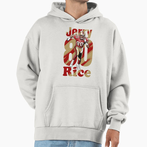 Jerry Rice 80 San Francisco Football Art Hoodie - Graphic Print for Adults - T-Shirt, Sweatshirt, Hoodie