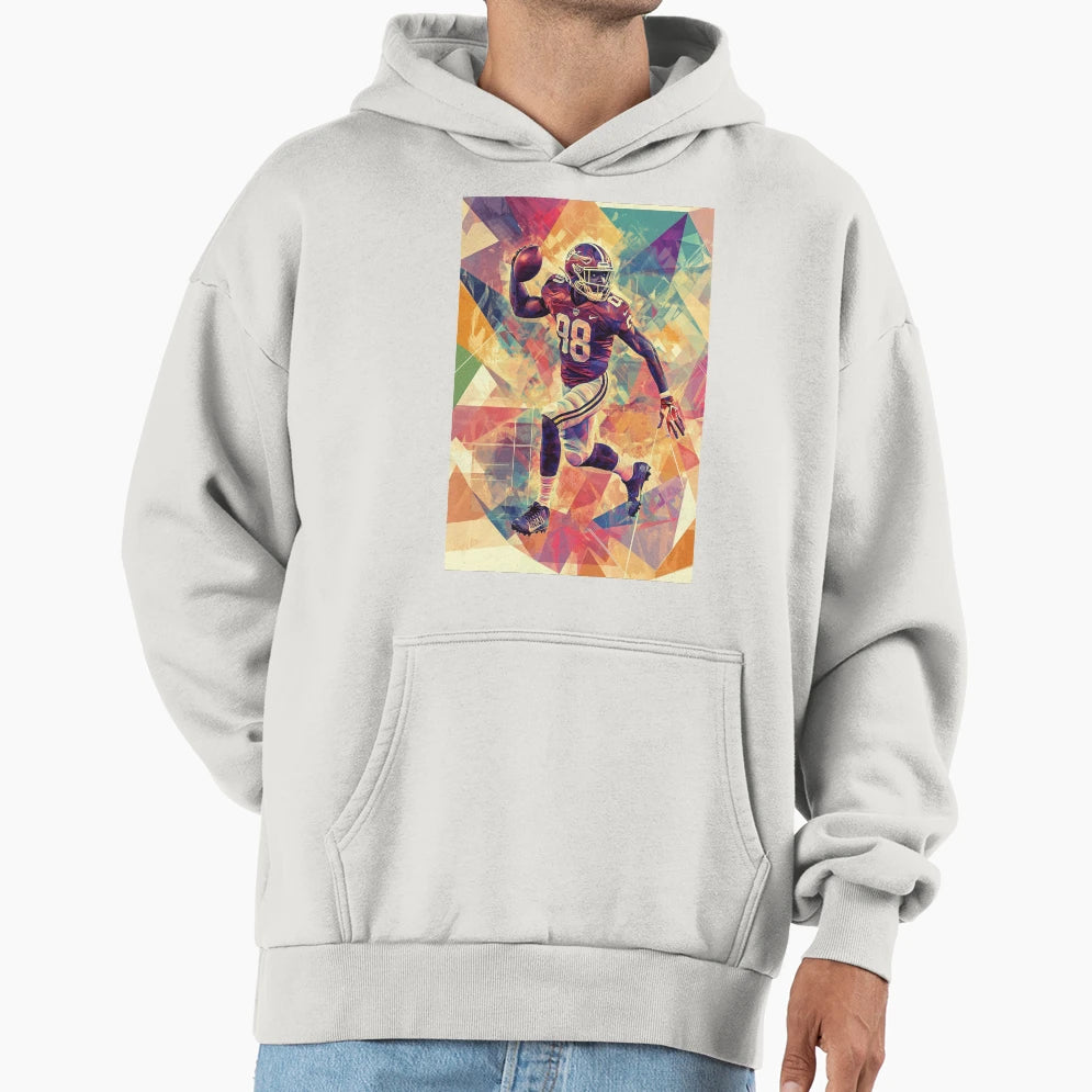 Quaterback Throwing Pass Geometric Patterns Hoodie - Graphic Print Unisex - T-Shirt, Sweatshirt, Hoodie