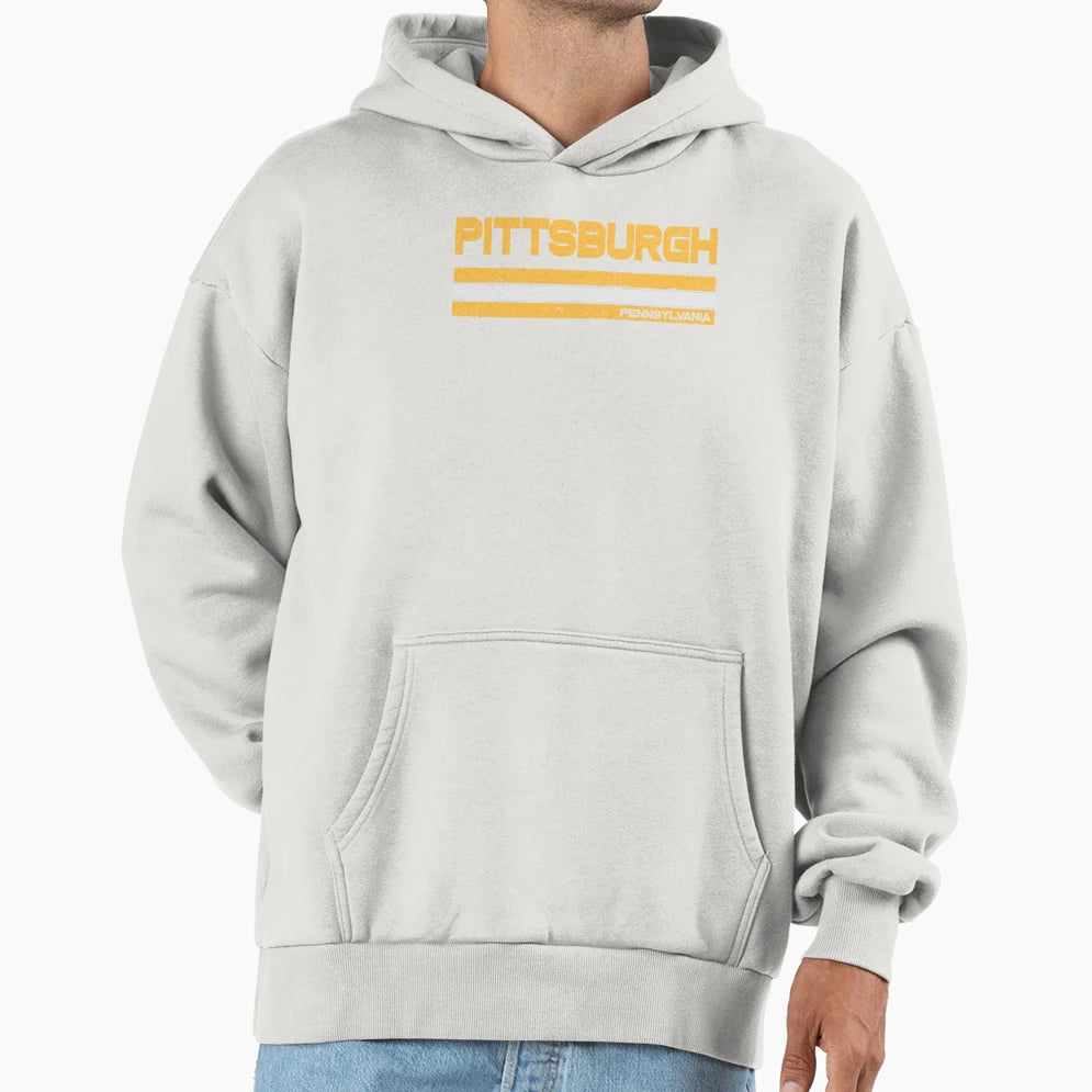 Pittsburgh Baseball Hockey Stripe Hoodie - Aesthetic Graphic Men Women - T-Shirt, Sweatshirt, Hoodie