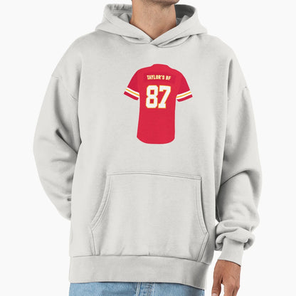 87 Taylors Boyfriend Kelce Chiefs Jersey Hoodie - Streetwear Style Unisex - T-Shirt, Sweatshirt, Hoodie