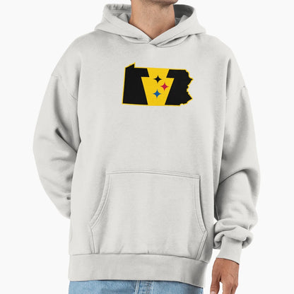 Pittsburgh Football Keystone Flag Map Hoodie - Minimalist Print Men Women - T-Shirt, Sweatshirt, Hoodie