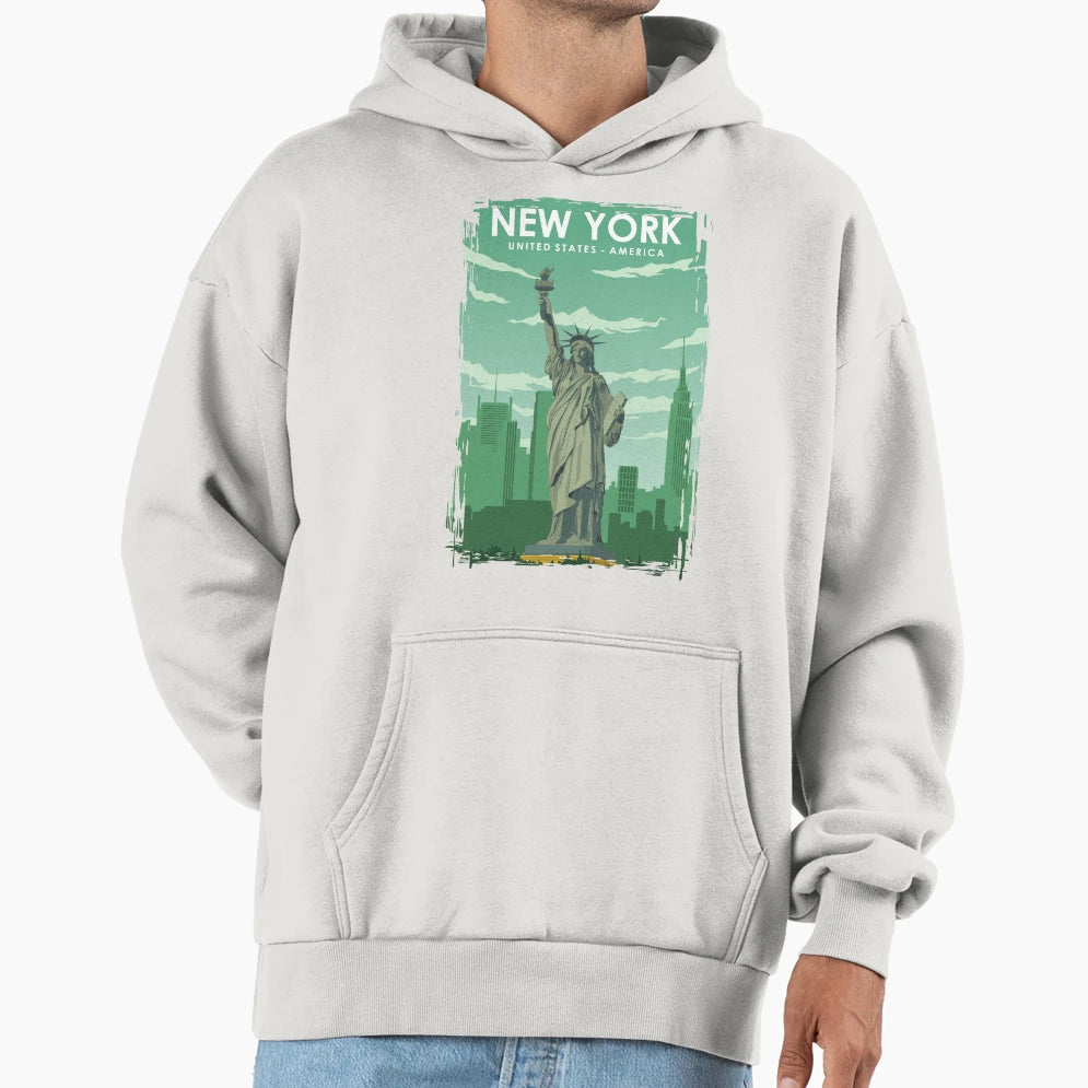 New York Statue Liberty Travel Hoodie - Trendy Graphic for Adults - T-Shirt, Sweatshirt, Hoodie
