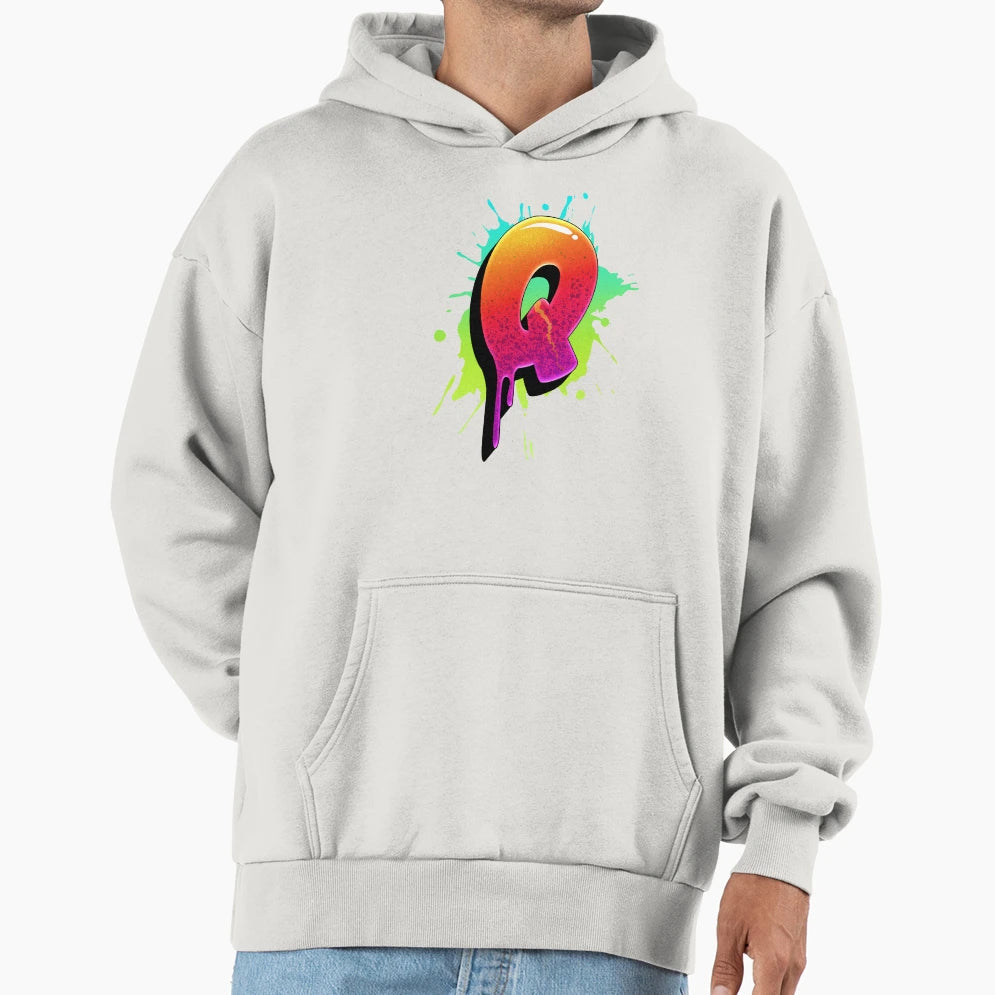 Graffiti Letters Q Letter Colorful Paint Hoodie - Graphic Print Unisex - T-Shirt, Sweatshirt, Hoodie