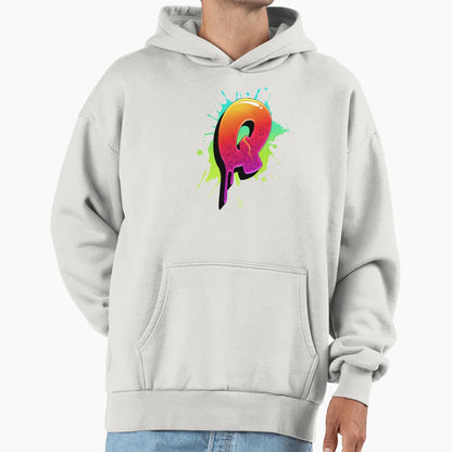 Graffiti Letters Q Letter Colorful Paint Hoodie - Graphic Print Unisex - T-Shirt, Sweatshirt, Hoodie