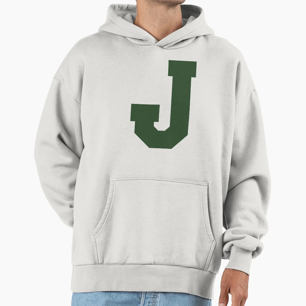 Alphabet Green J Sports Letter J Hoodie - Streetwear Style for Adults - T-Shirt, Sweatshirt, Hoodie