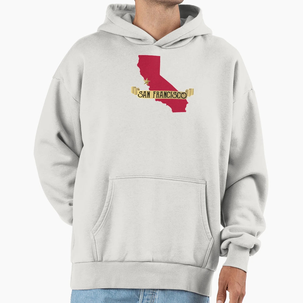 San Francisco California Red And Gold Bay Hoodie - Streetwear Style Unisex - T-Shirt, Sweatshirt, Hoodie