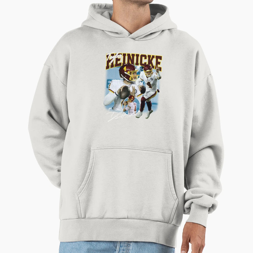 Taylor Heinicke Football Signature 80S Hoodie - Minimalist Print Men Women - T-Shirt, Sweatshirt, Hoodie