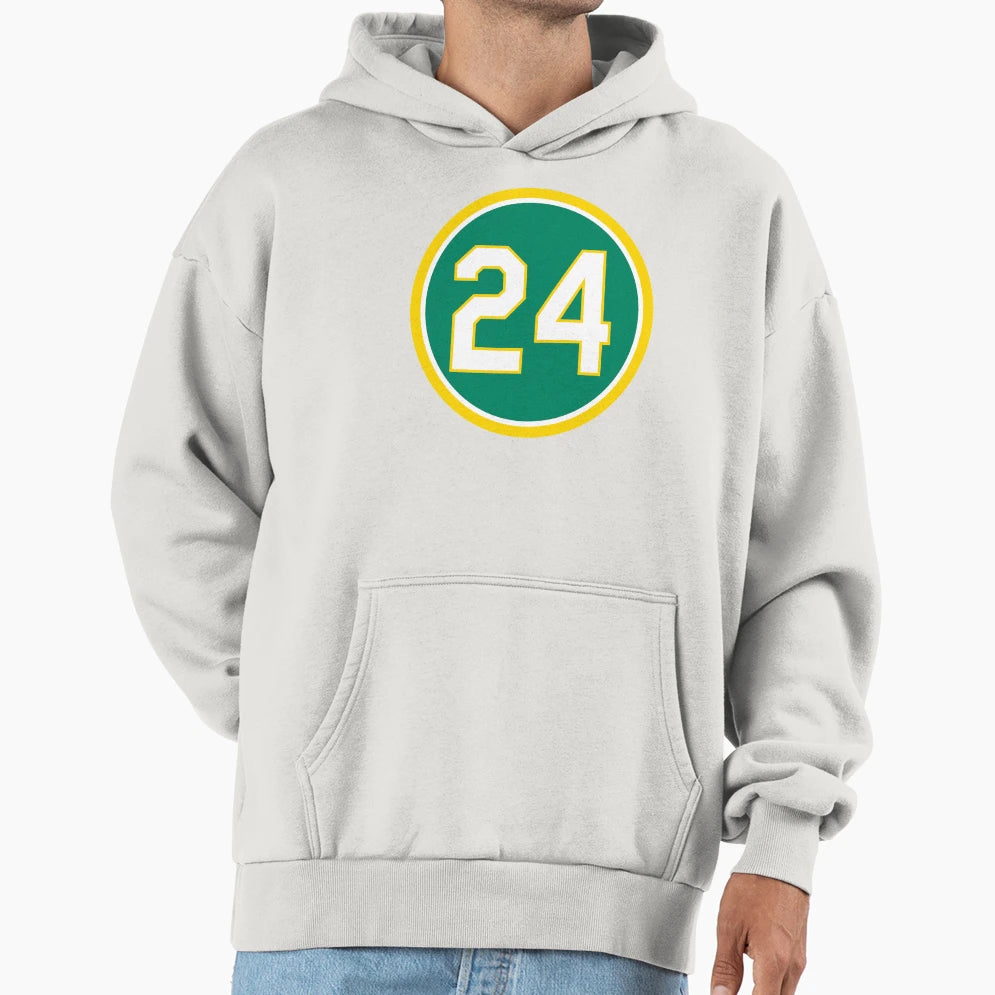 Rickey Henderson 24 Jersey Number Hoodie - Unique Graphic for Adults - T-Shirt, Sweatshirt, Hoodie