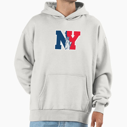 Ny Logo Featuring Statue Liberty Hoodie - Casual Everyday Wear Unisex - T-Shirt, Sweatshirt, Hoodie