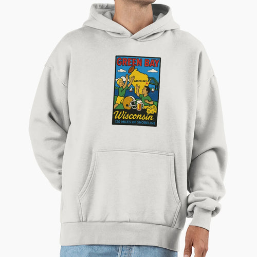 Green Bay Wisconsin Decal Hoodie - Minimalist Print for Adults - T-Shirt, Sweatshirt, Hoodie