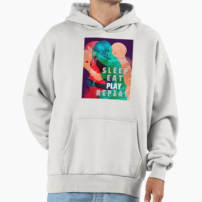 Sleep Eat Play Repeat Football American Hoodie - Graphic Print for Adults - T-Shirt, Sweatshirt, Hoodie