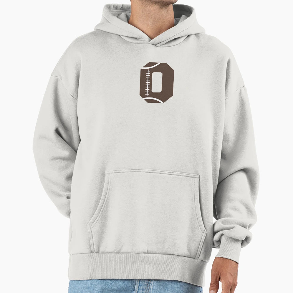 Personalized Football Initial O Hoodie - Aesthetic Graphic Men Women - T-Shirt, Sweatshirt, Hoodie