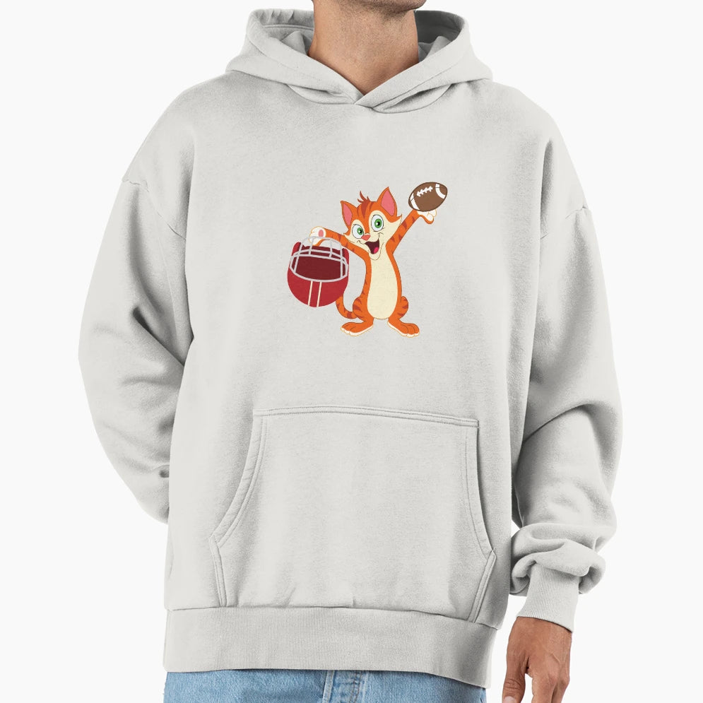 Football Cat Hoodie - Minimalist Print for Adults - T-Shirt, Sweatshirt, Hoodie