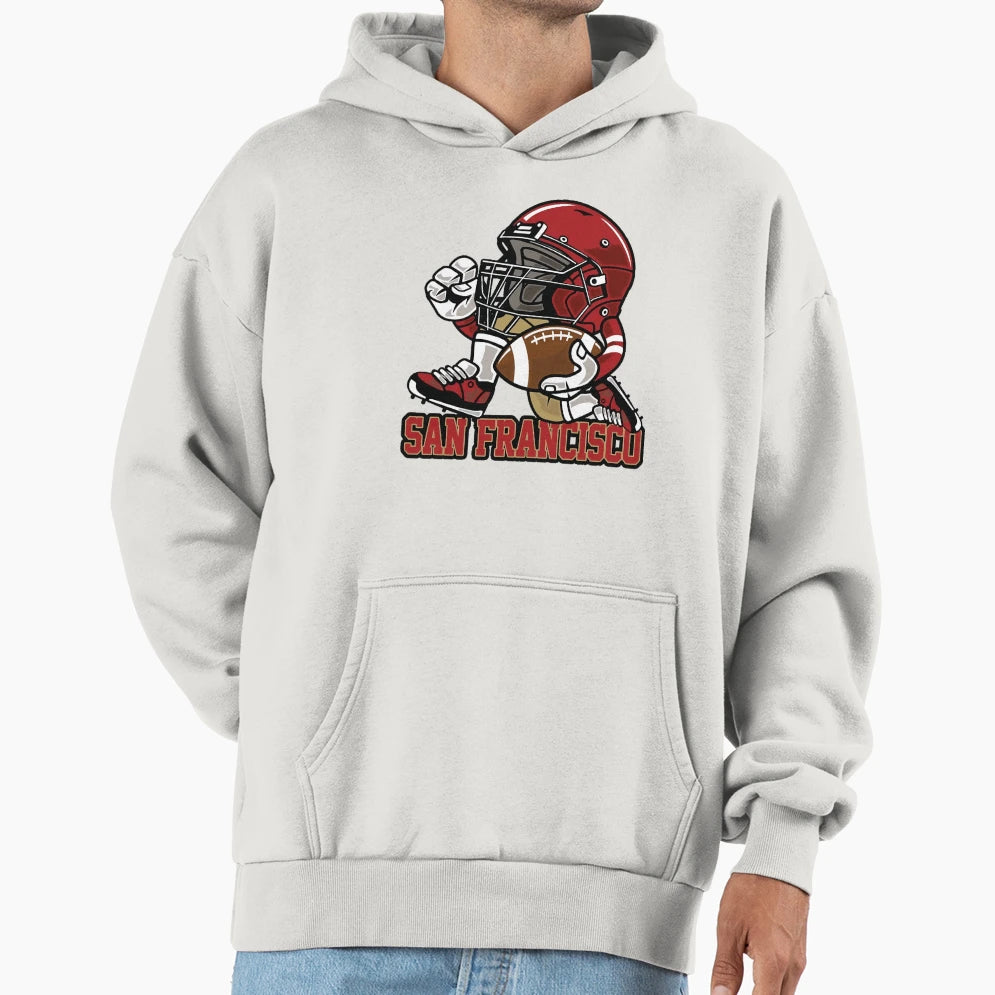 San Francisco Football Helmet Mascot Hoodie - Aesthetic Graphic for Adults - T-Shirt, Sweatshirt, Hoodie