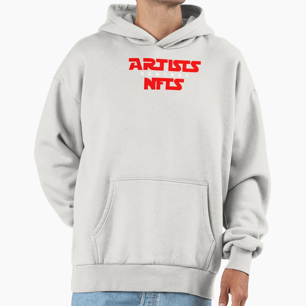 Artists Against Nfts Red Hoodie - Trendy Graphic Men Women - T-Shirt, Sweatshirt, Hoodie