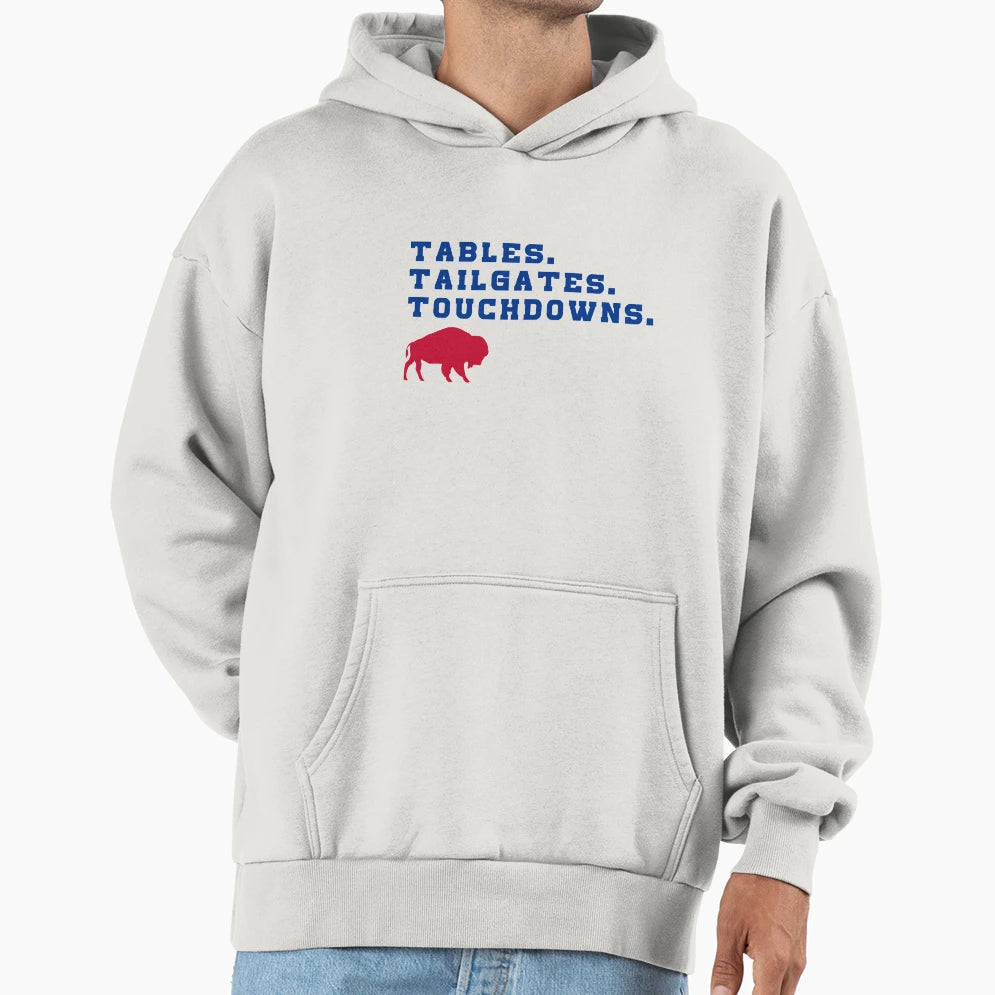 Tabes Tailgates Touchdowns Buffalo Hoodie - Fun Novelty Design Unisex - T-Shirt, Sweatshirt, Hoodie