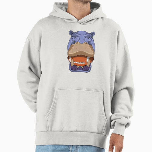 Hippo Football Sports Hoodie - Fun Novelty Design for Adults - T-Shirt, Sweatshirt, Hoodie