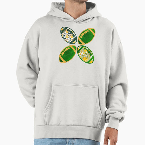 Green And Gold Floral Football Pattern Hoodie - Minimalist Print Unisex - T-Shirt, Sweatshirt, Hoodie