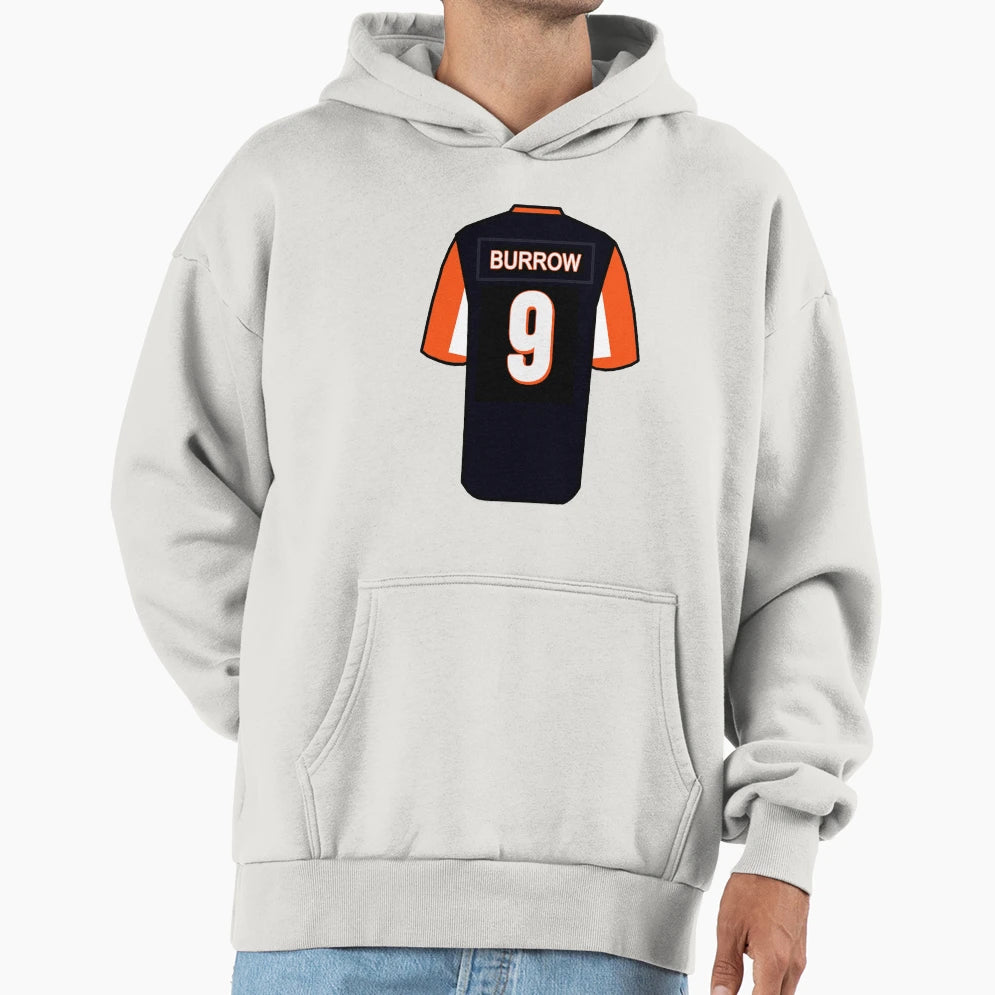 Burrow Jersey Hoodie - Graphic Print Men Women - T-Shirt, Sweatshirt, Hoodie