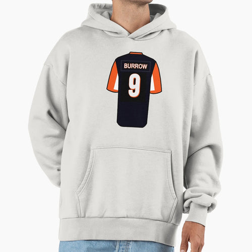 Burrow Jersey Hoodie - Graphic Print Men Women - T-Shirt, Sweatshirt, Hoodie
