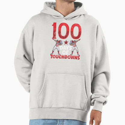 100 Days Touchdowns Football 100 Days Hoodie - Trendy Graphic Men Women - T-Shirt, Sweatshirt, Hoodie