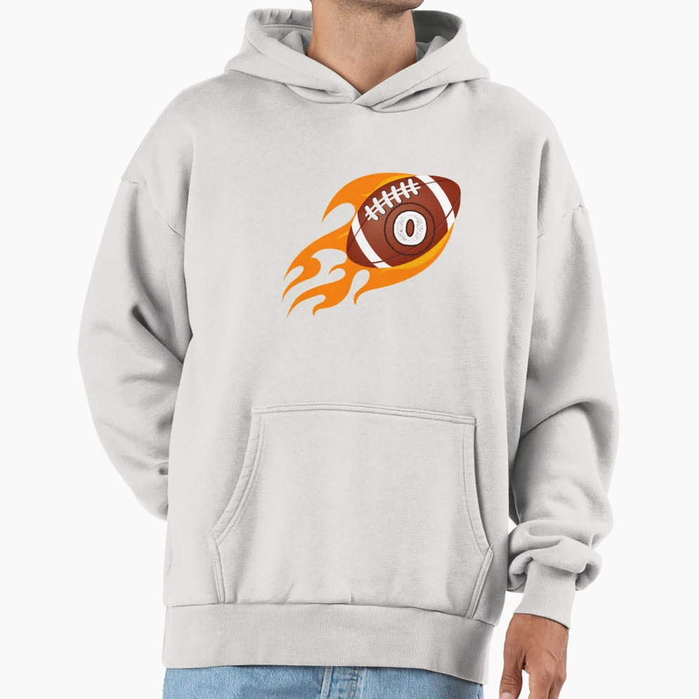 Monogram O Football Fireball Hoodie - Minimalist Print for Adults - T-Shirt, Sweatshirt, Hoodie