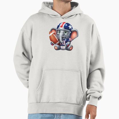 Football Elephant Hoodie - Casual Everyday Wear Men Women - T-Shirt, Sweatshirt, Hoodie