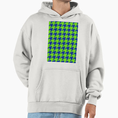 Green Blue Houndstooth Check Pattern Hoodie - Unique Graphic Men Women - T-Shirt, Sweatshirt, Hoodie