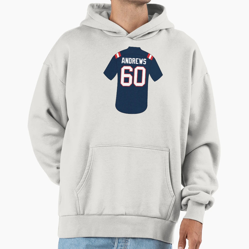 David Andrews Jersey Number 60 Hoodie - Streetwear Style Unisex - T-Shirt, Sweatshirt, Hoodie