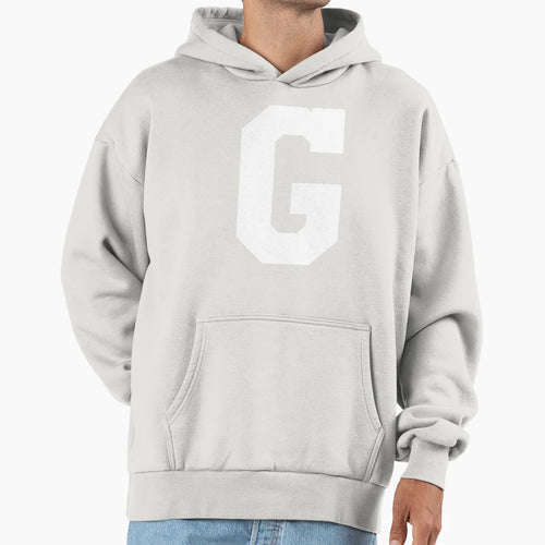 Alphabet White G Sports Letter G Hoodie - Aesthetic Graphic for Adults - T-Shirt, Sweatshirt, Hoodie